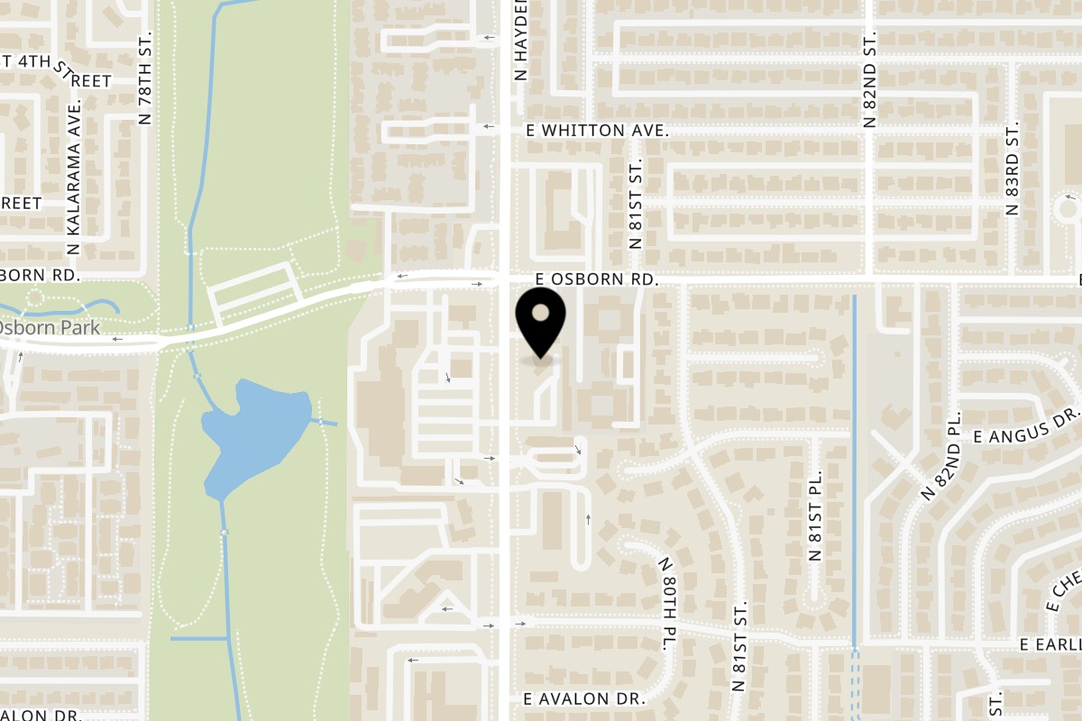 Map showing the location of Carlsbad Tavern on 3313 Hayden Rd in Scottsdale